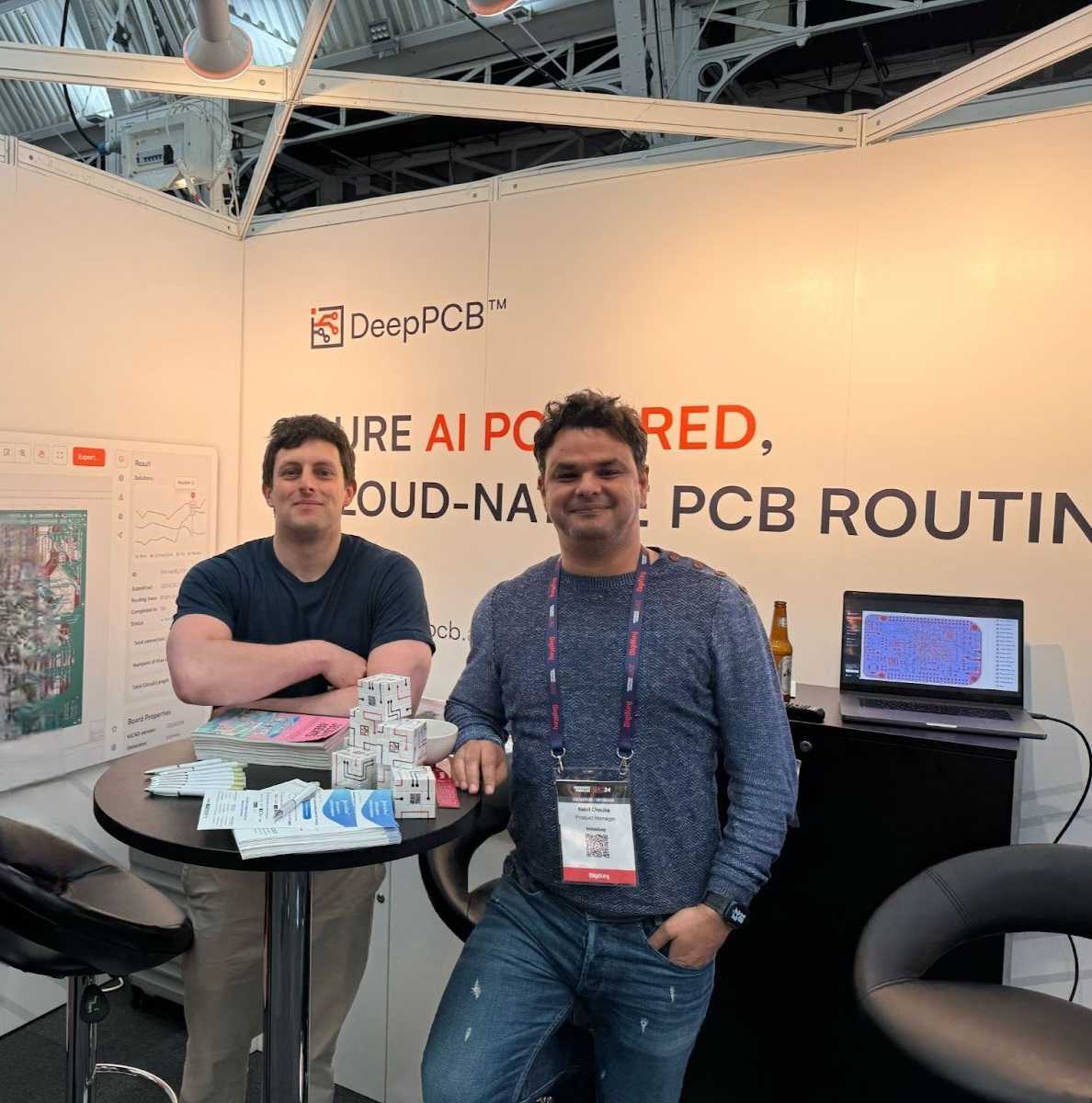The DeepPCB team at Hardware Pioneers London, UK. From left to right Tristan Kalloniatis, Nabil Chouba.
